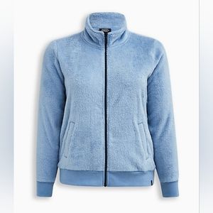 TORRID FAUX FUR ACTIVE BOMBER JACKET SIZE 0X BLUE